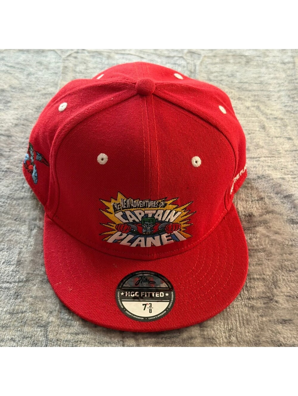Headgear Classics Captain Planet Hat Men's 7 3/8 Red Fitted Flat Brim
